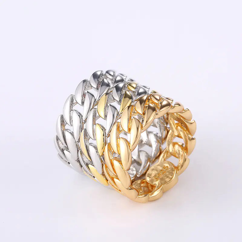 Copper-Tone Geometric Chain Ring
