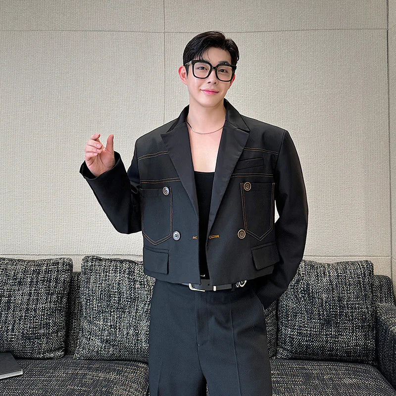 Elegant Striped Modal Short Blazer