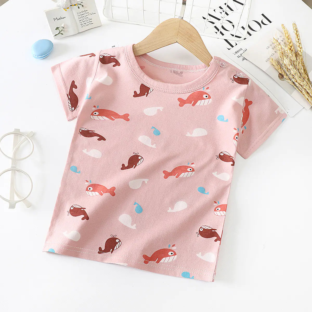 Cotton Short-Sleeved T-Shirt for Kids and Babies