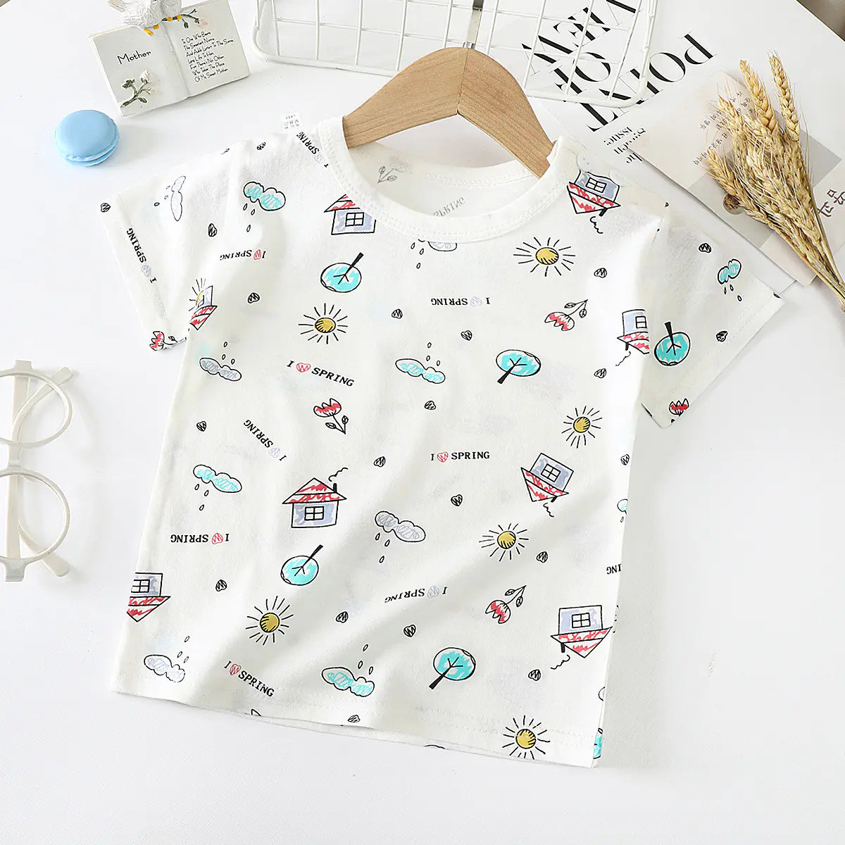 Cotton Short-Sleeved T-Shirt for Kids and Babies