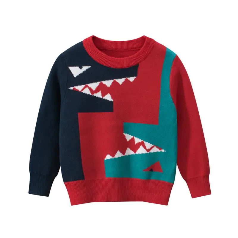 Youthful Dinosaur Cotton Sweater