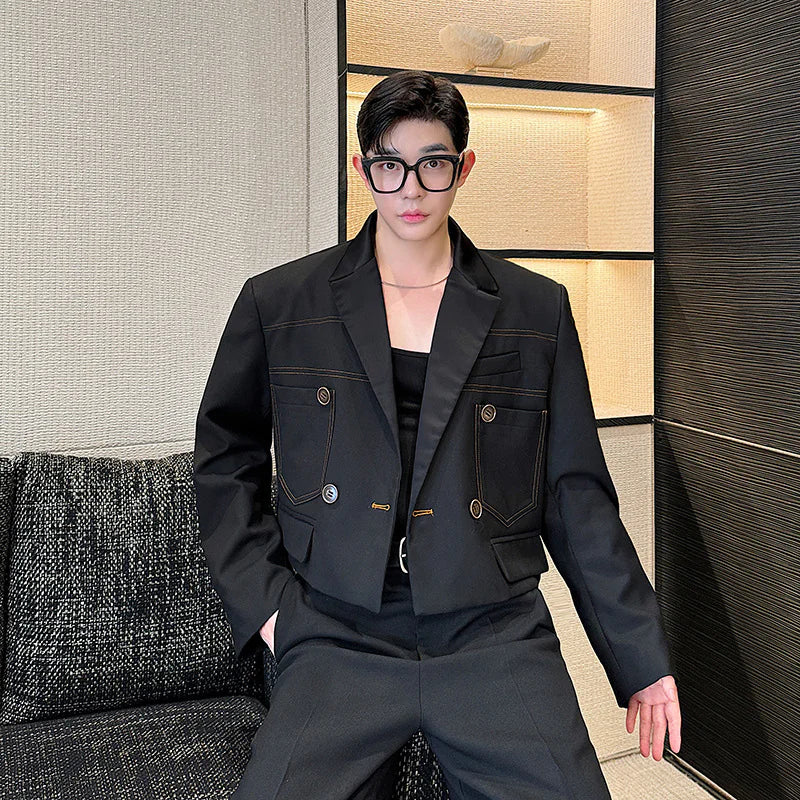 Elegant Striped Modal Short Blazer