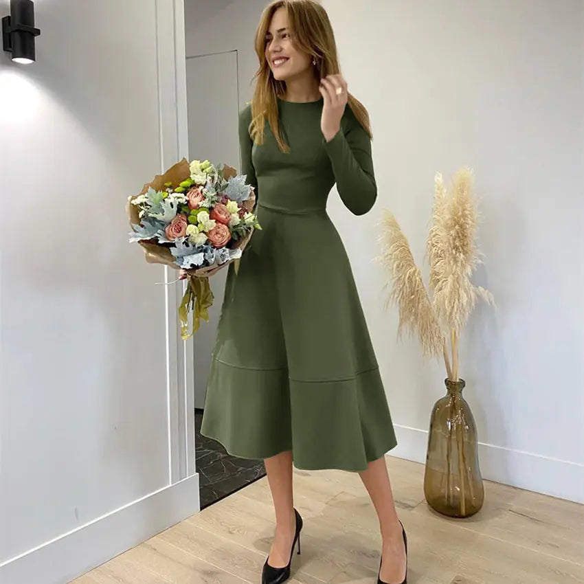 Ladies' Elegant Long Sleeve Maxi Dress