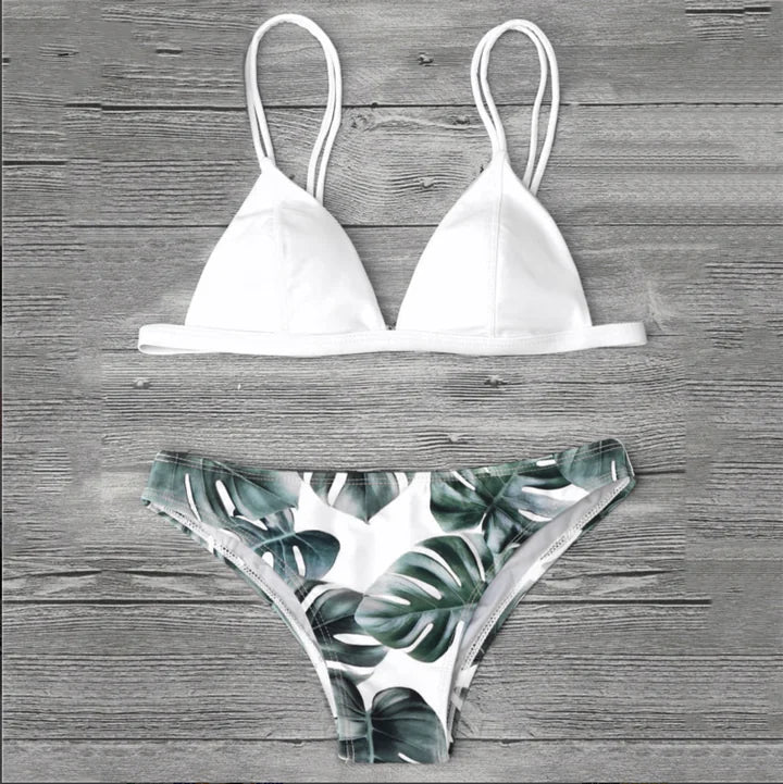 Botanical Pattern Two-Piece Swimwear