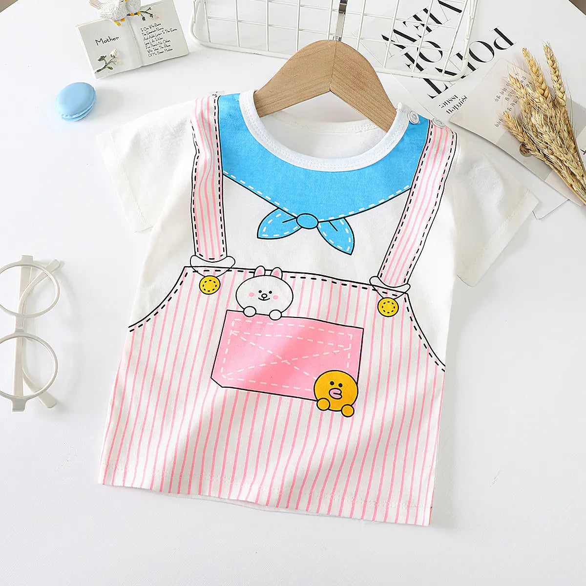 Cotton Short-Sleeved T-Shirt for Kids and Babies