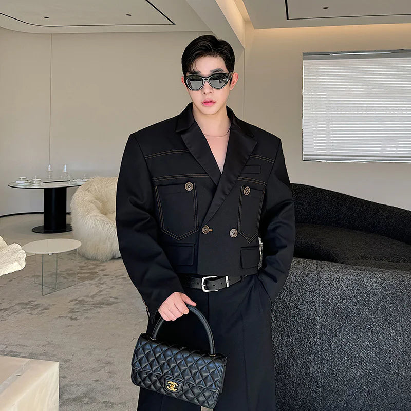 Elegant Striped Modal Short Blazer