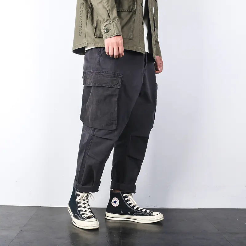 Japanese Vintage-Inspired Military Cargo Trousers