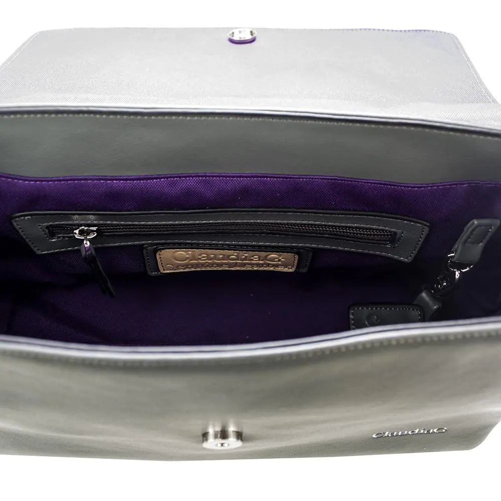 Simonetta Elegance Leather Tote - Serenity / Charcoal