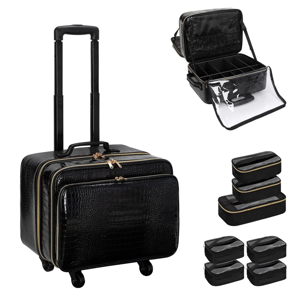 Ocheal Luxe Rolling Cosmetic Trolley 18" with Organizer Bags
