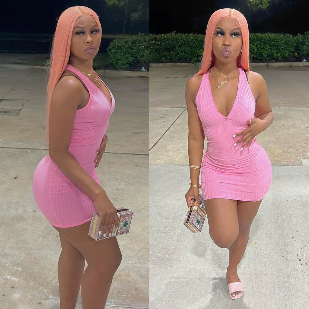 Elegant V-neck Form-Fitting Sleeveless Dress