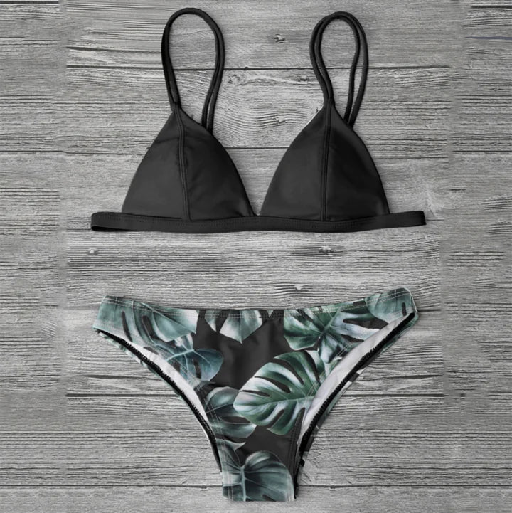 Botanical Pattern Two-Piece Swimwear