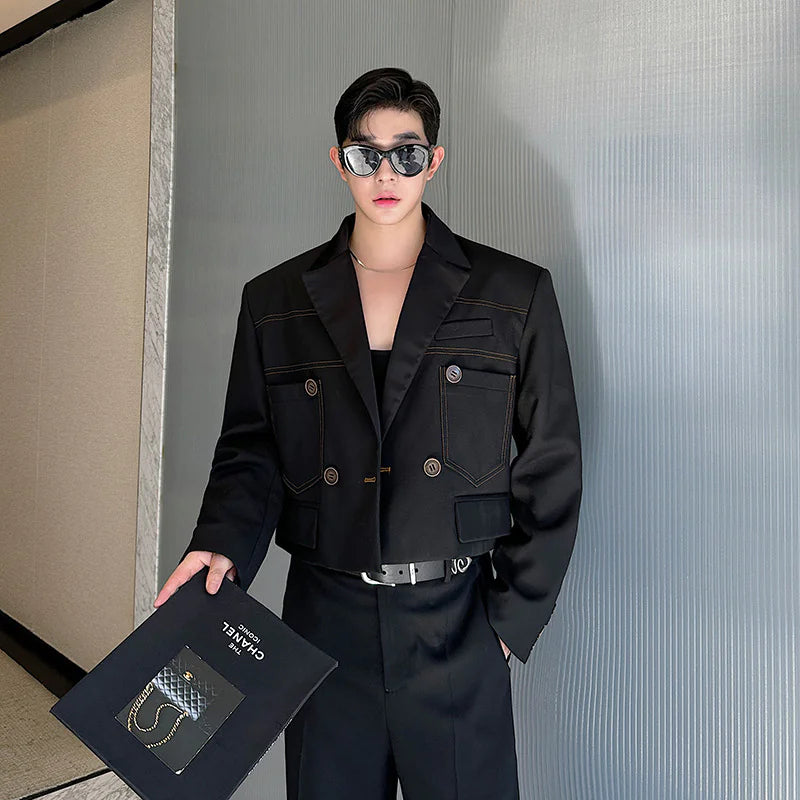 Elegant Striped Modal Short Blazer