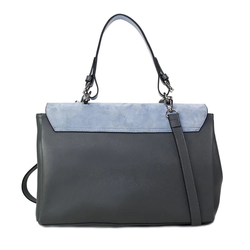 Simonetta Elegance Leather Tote - Serenity / Charcoal