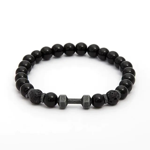 Elegant Crystal Obsidian & Lava Bead Bracelet