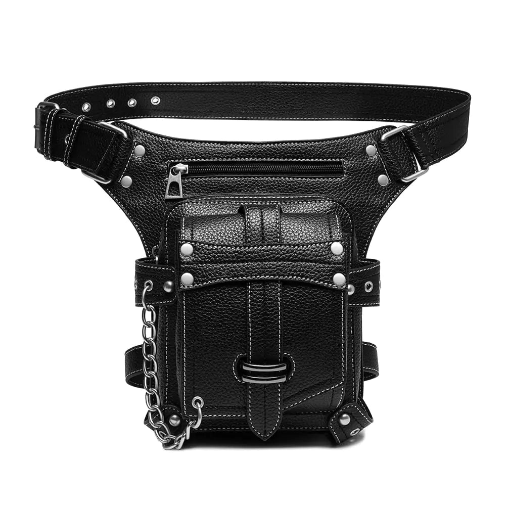 Steampunk Elegance Leather Travel Waist Bag