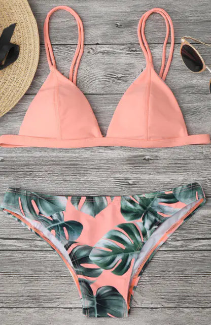 Botanical Pattern Two-Piece Swimwear