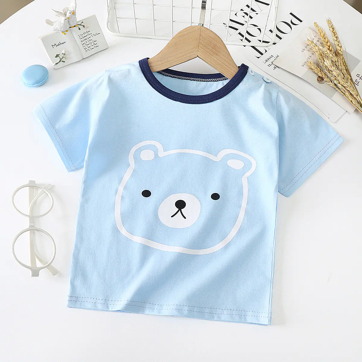 Cotton Short-Sleeved T-Shirt for Kids and Babies