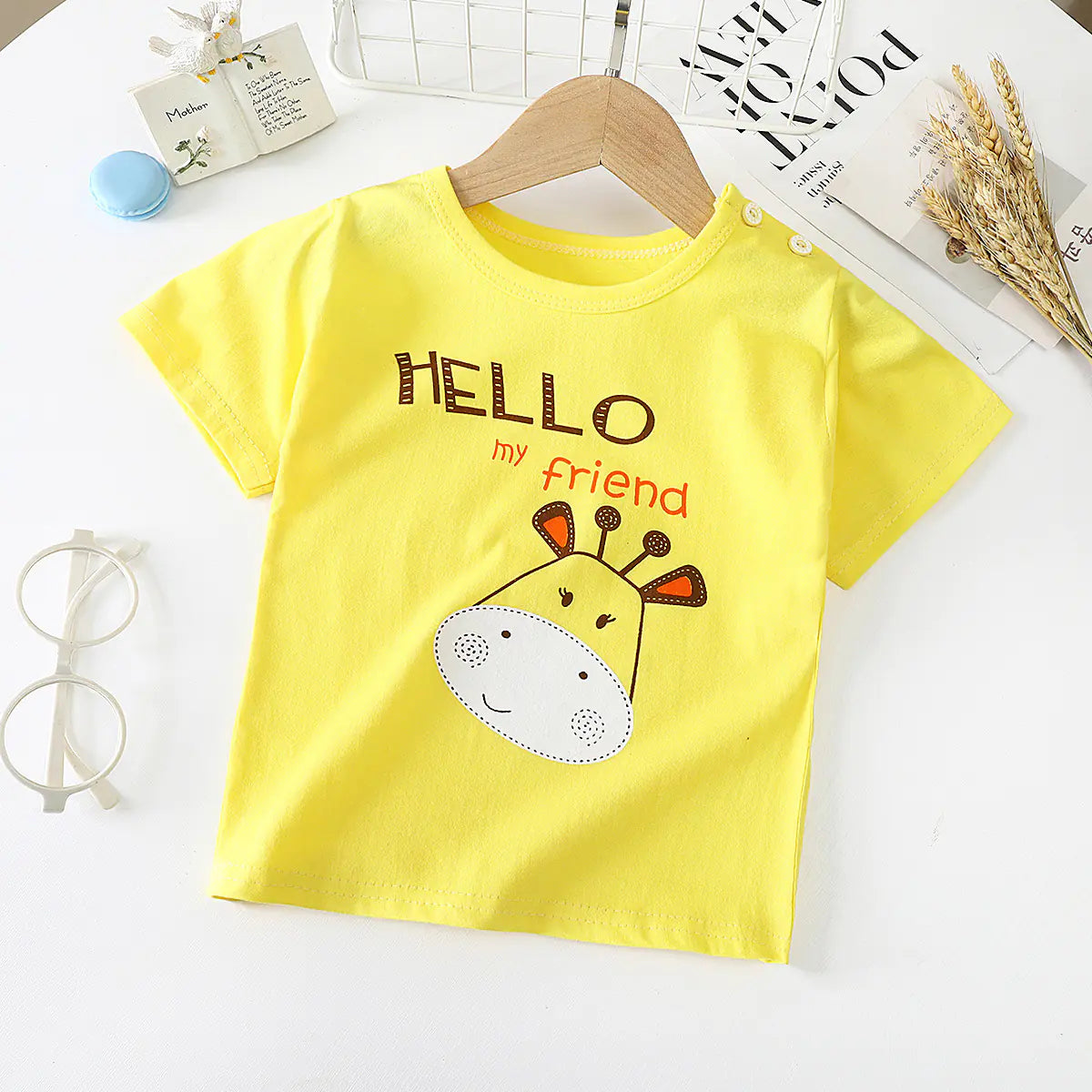 Cotton Short-Sleeved T-Shirt for Kids and Babies