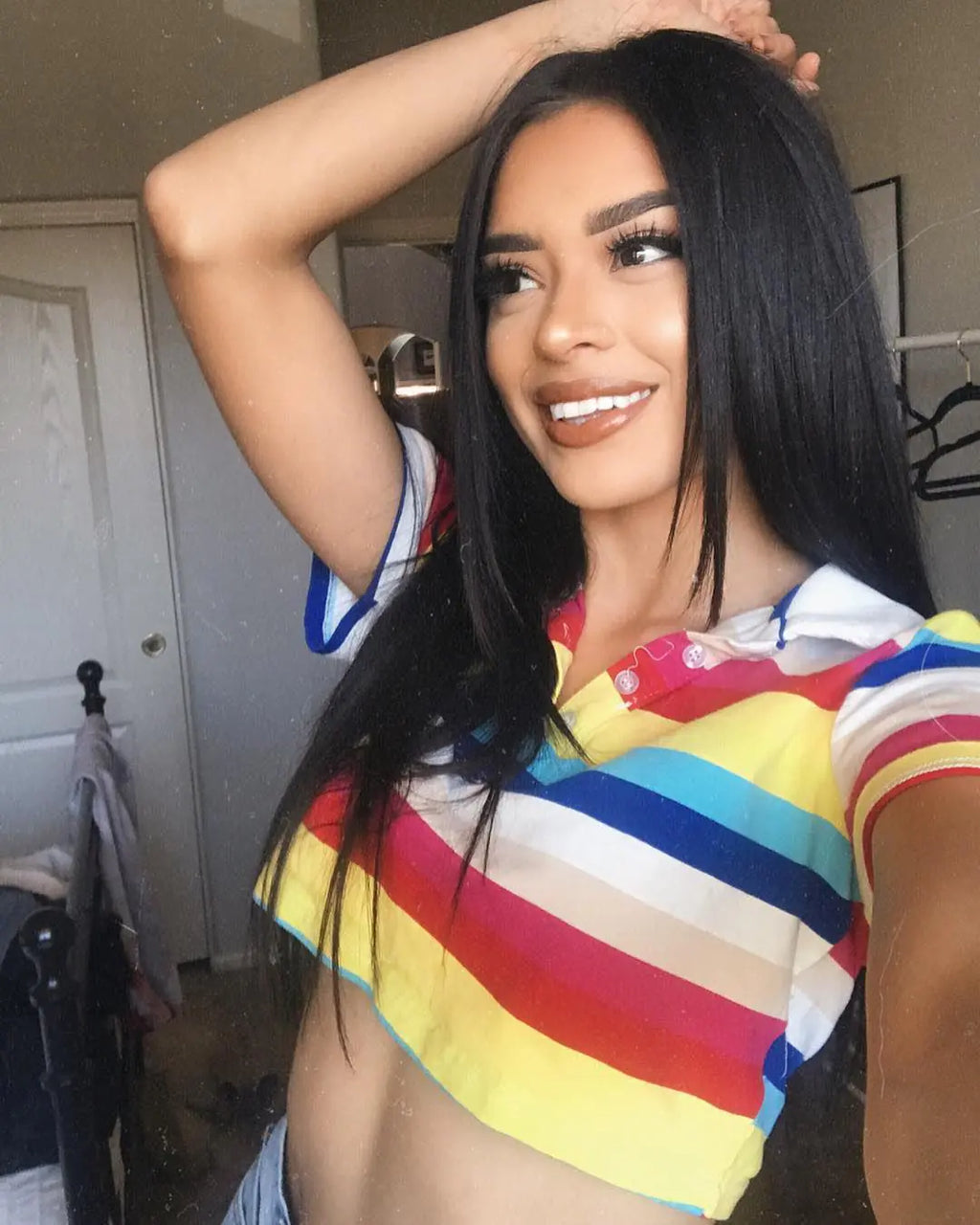 European-American V-neck Slim-fit Women's T-shirt