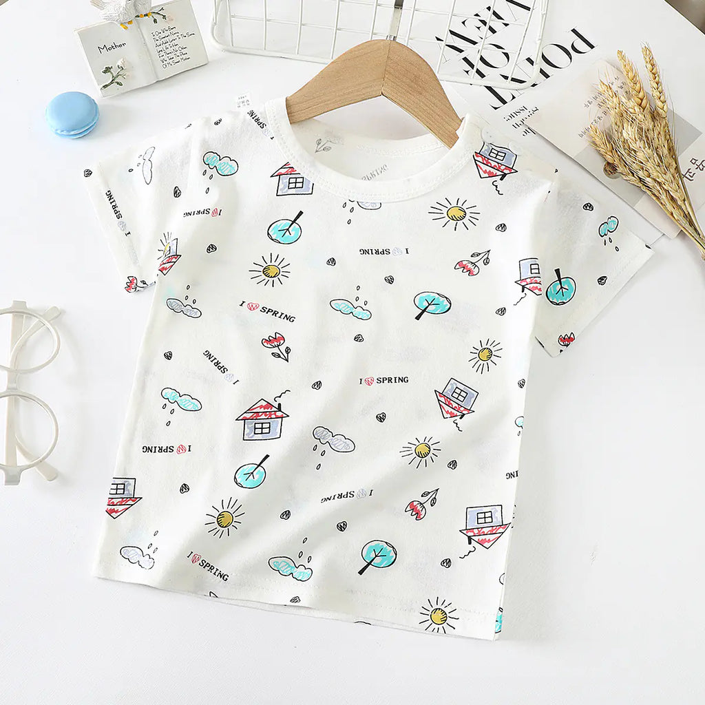 Cotton Short-Sleeved T-Shirt for Kids and Babies