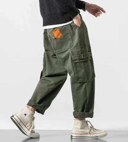 Japanese Vintage-Inspired Military Cargo Trousers